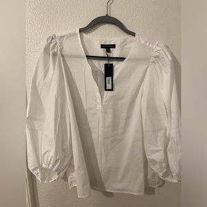 Banana Republic crisp white puff sleeve blouse size XL